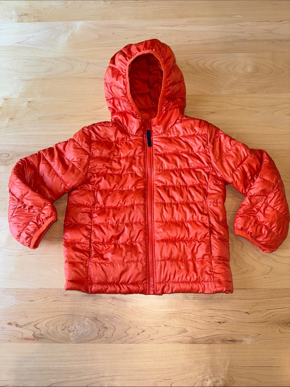 Primary Kids Lightweight Puffer Jacket in Clementine size 4-5 years